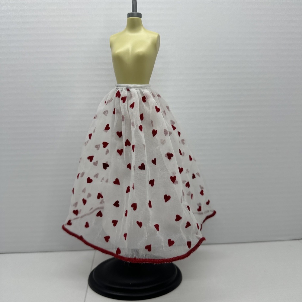 Vintage Barbie 1983 Loving You Barbie #7072 Skirt White With Red Felt Hearts